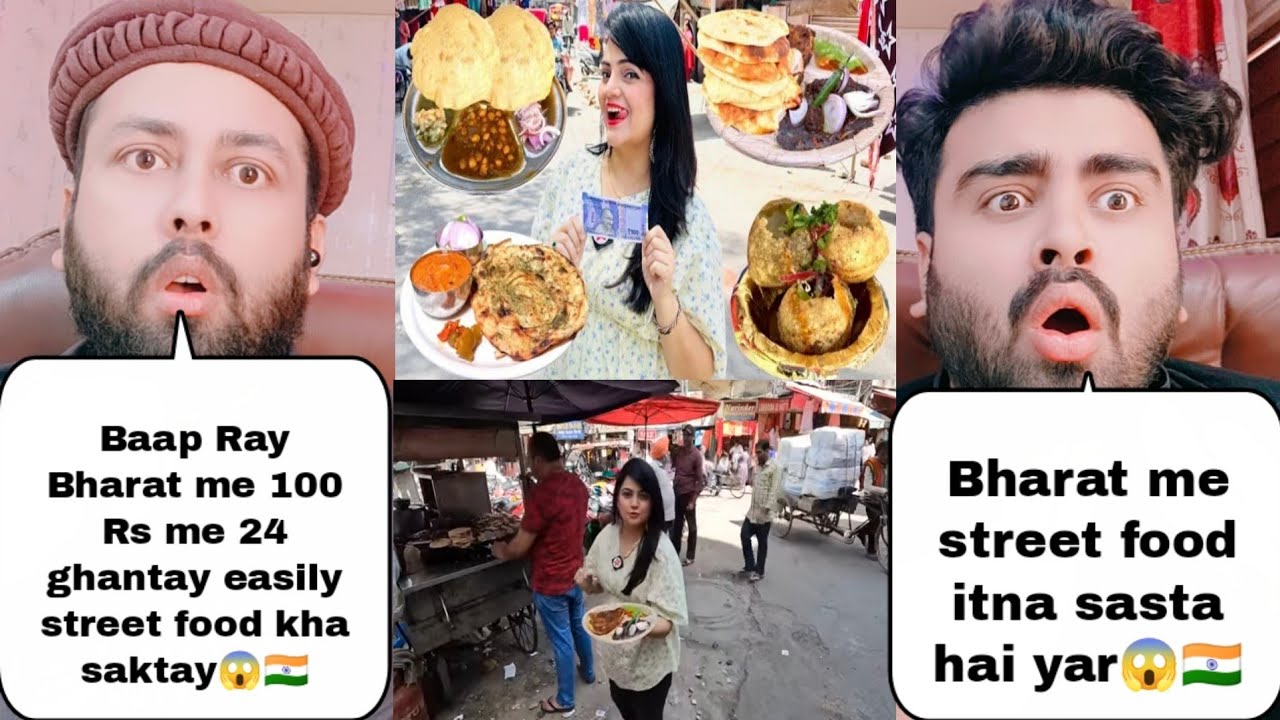 Living on Rs 100 for 24 HOURS Challenge | Cheap Street Food In India | Pakistani Reaction