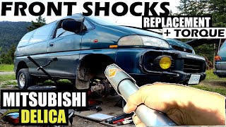 HOW TO REPLACE FRONT SHOCKS ON MITSUBISHI DELICA L400 IN DETAILS WITH FACTORY TORQUE SPECS