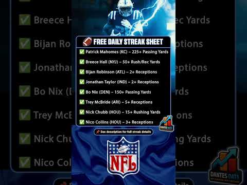 NFL Sunday Streaks #playerprops