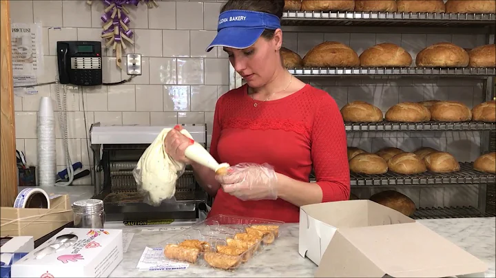 Filling cannoli at Madonia Bakery