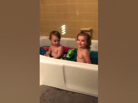 Toddler girl bath time 