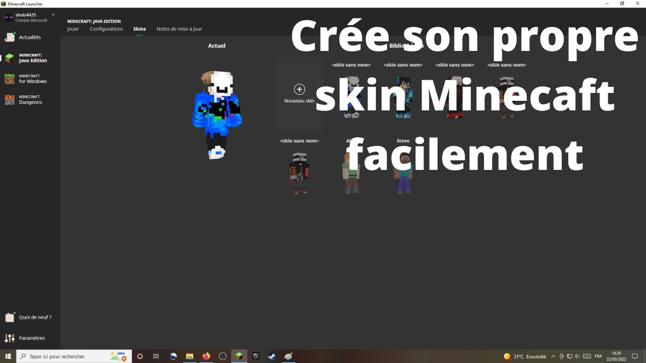 Comment créer son propre skin sur Minecraft 