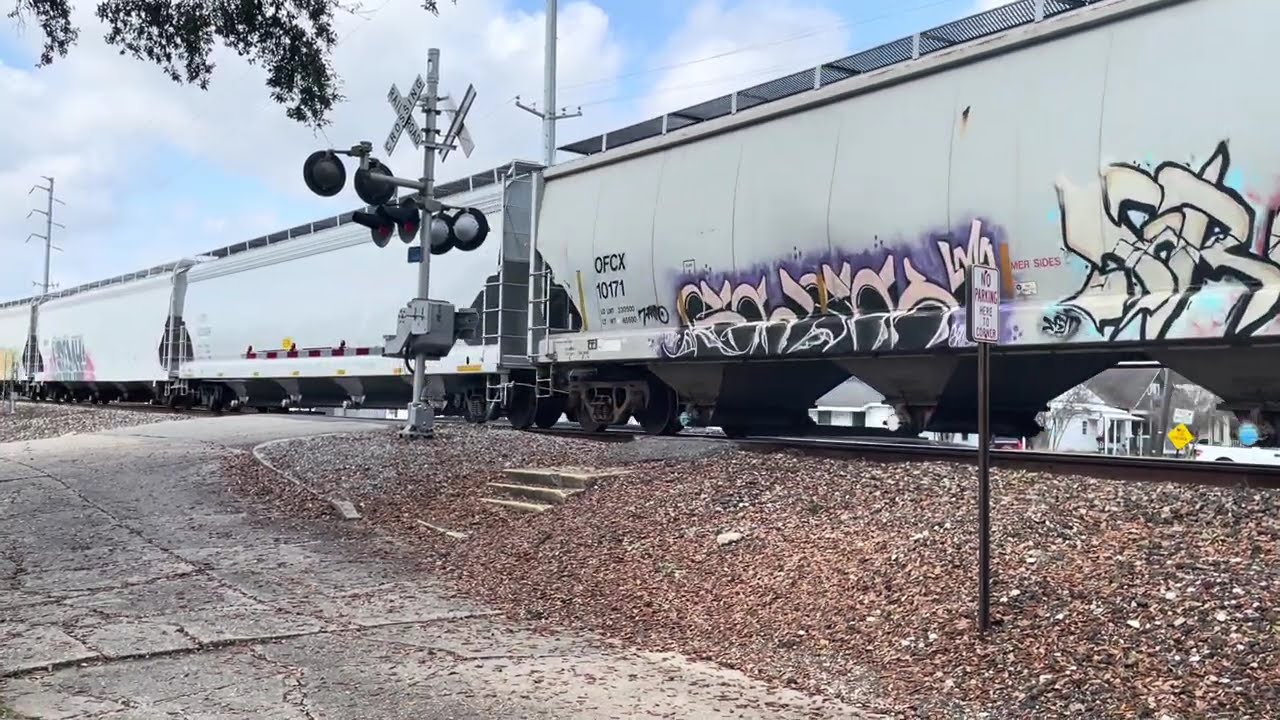 Eastbound BSNF freight train passing through Morgan City, LA.