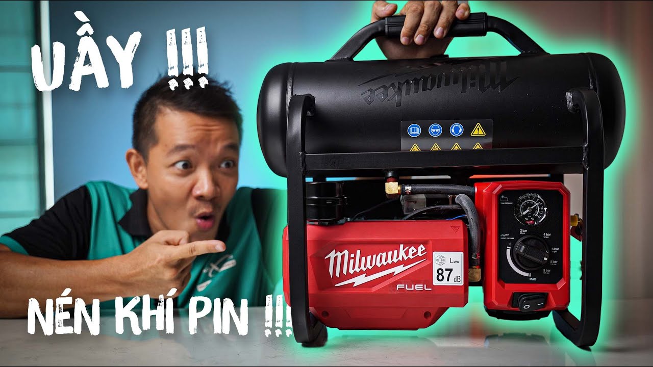 Trên Tay Máy Nén Khí Nhỏ Gọn Siêu Di Động Dùng Pin 18V Milwaukee M18 FAC