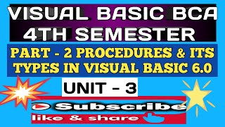Part - 2 Procedure & its types in visual basic 6.0