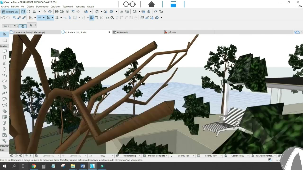 🟦ArchiCAD 2023 / Render - Renderizado de una imagen con cine render de Maxon