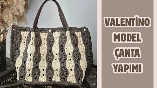 VALENTINO MODEL BAG MAKING 🤍 #knittingbagmodels #crochet #knittedbagmodels