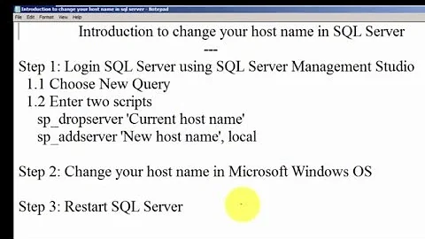 Introduction to change host name in SQL Server