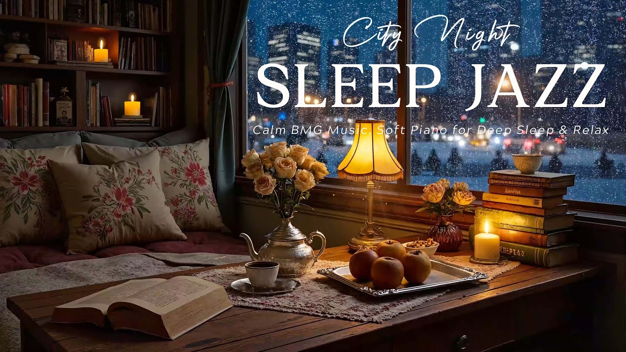 Peaceful Night Jazz with Early Spring Rain | Calming BMG Music, Soft Piano for Deep Sleep & Relax