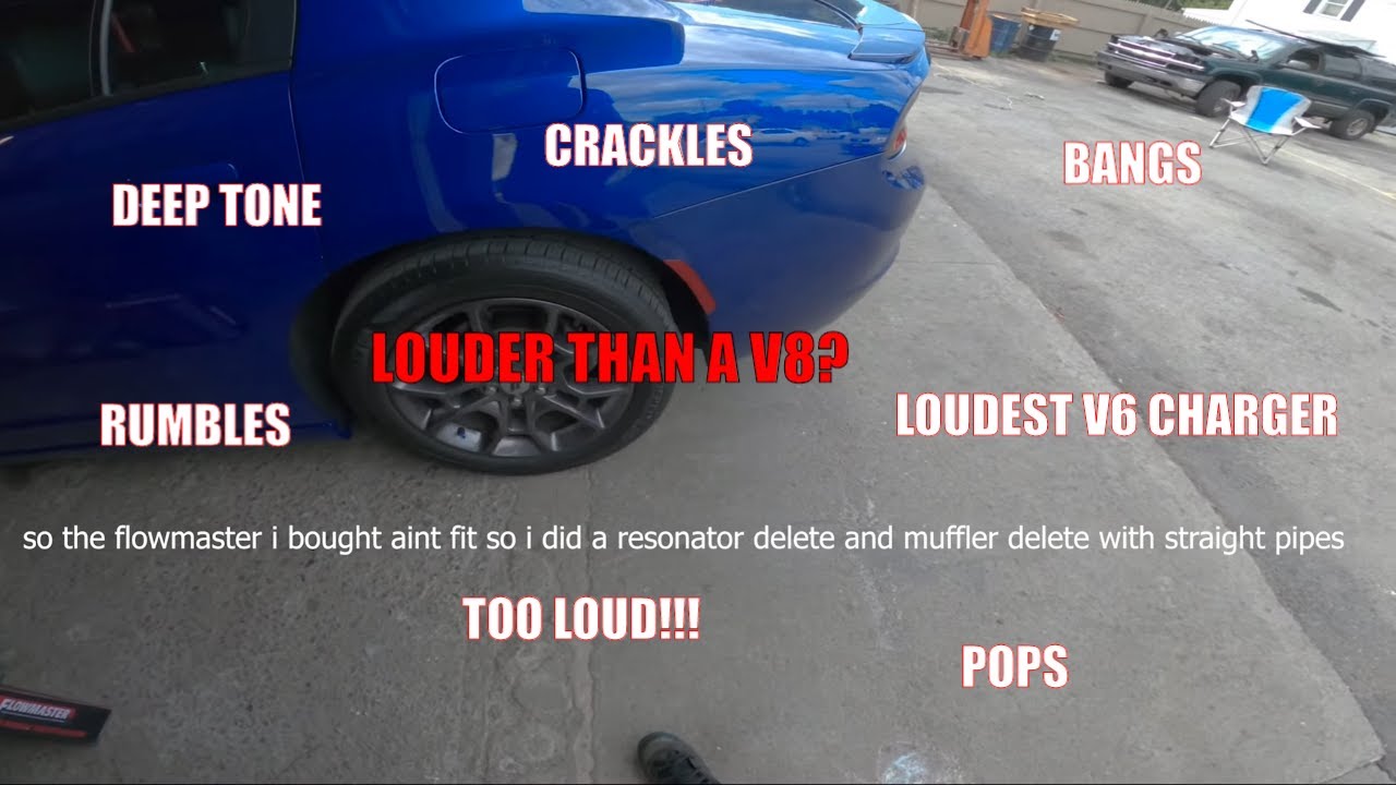 LOUDEST V6 2018 DODGE CHARGER GT RESONATOR DELETE, MUFFLER DELETE