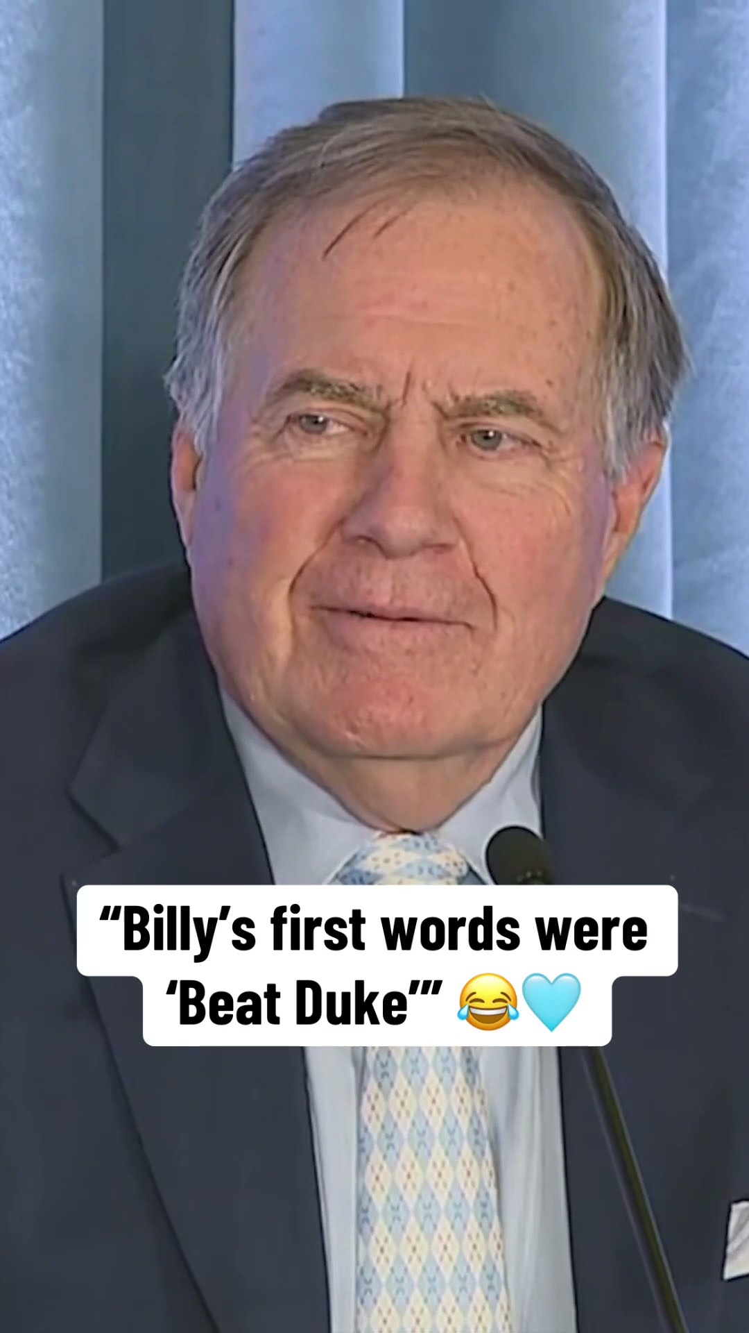 Bill Belichick's first words were 'Beat Duke' ?? #NorthCarolina #CFB