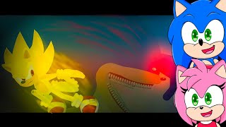 Sonic and Amy watch Shin Sonic vs Super Sonic - The Sonic Tapes (stick nodes)