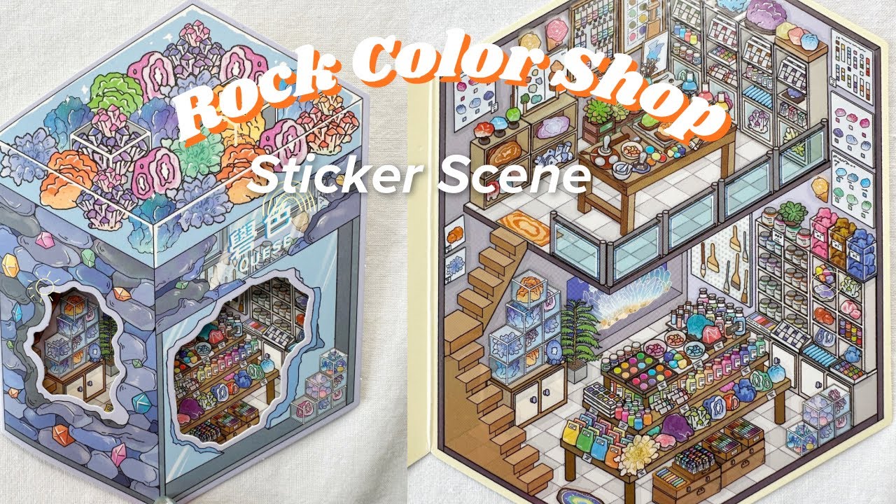 ASMR | ROCK COLOR SHOP | 3D STICKER SCENE DIY | RELAXING MINIATURE STICKERS