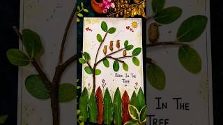 spring themed painting title "Birds In A Tree" made with peanutshell #birds #kindergartencrafts #yt