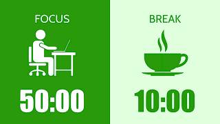 50/10 Pomodoro Study Timer with Green Noise 🎧 3-Hour Focus Session for Productivity & ADHD