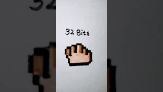 quarter bit, half bit, 1 bit, 2 bits, 4 bits, 8 bits, 16 bits, 32 bits, 64 bits #shorts #pixelart