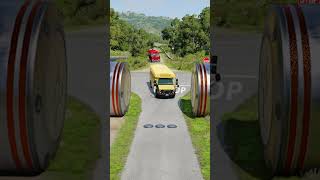 Long Colourful Capsule Buses vs Hydraulic Crush - BeamNG.drive #shorts #beamngdrive #bus