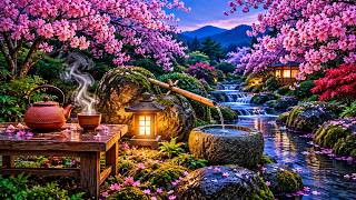 Dreamy Sakura Garden at Twilight 🌸 Relaxing Water Sounds & Peaceful Japanese Zen Ambience