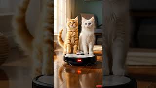 Adorable Kittens vs. Daring Robot Vacuum Showdown. #cat #adorably #adoreble #babycat #cartoon