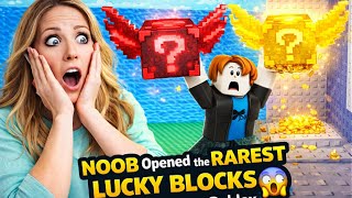 Noob Opened The Rarest Lucky Blocks Escape Waves Roblox