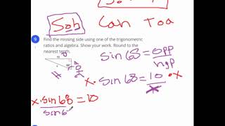 Unit 3B Pretest questions 8 to 10 (Using Trigonometry to find missing sides)
