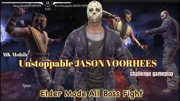 MK Mobile Unstoppable Jason Voorhees Challenge Gameplay Elder Mode All Boss Fight
