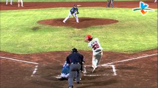 20131005 CPBL 猿VS.獅 6下 獅隊靠著林志祥一二壘穿越安打+潘武雄強襲安打 又吃了個大橘!! 比數12:4