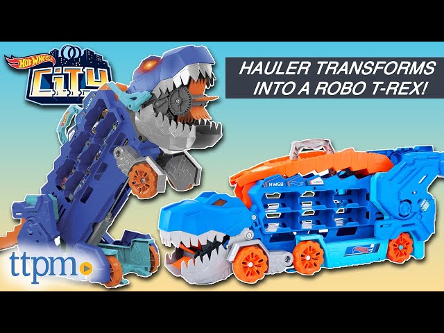 Hot Wheels Pack Camion City Transporteur T-Rex (HNG50) + Coffret 10  Voitures (HMK47), Transformable, Lumières Et Sons, Designs Et Décorations