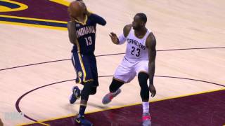 LeBron James Defense On Paul George, April 17, Playoffs 2017, R1G2