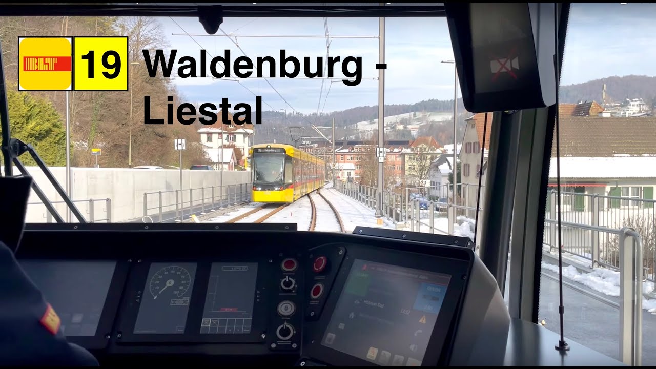 🇨🇭 Cab Ride: BLT Baselland Tram/WB Waldenburgerbahn | 19: Waldenburg - Liestal | Stadler Tramlink