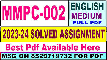 MMPC 002 solved assignment 2023-24 || mmpc 002 solved assignment 2024 || ignou mba new mmpc002