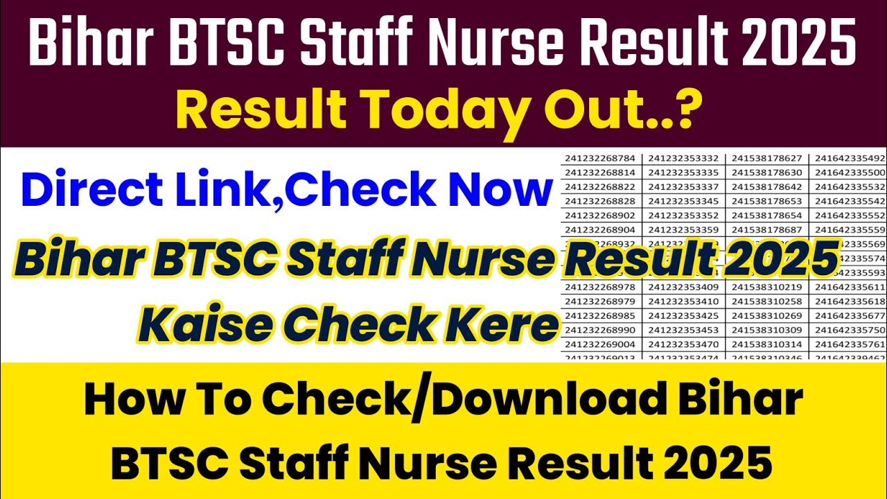 BIHAR BTSC STAFF NURSE RESULT 2025 OUT⚫ HOW TO CHECK BIHAR BTSC STAFF NURSE RESULT 2025 KAISE DEKHEN