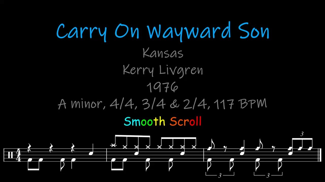 Carry On Wayward Son, Chords, Lyrics and Timing YouTube