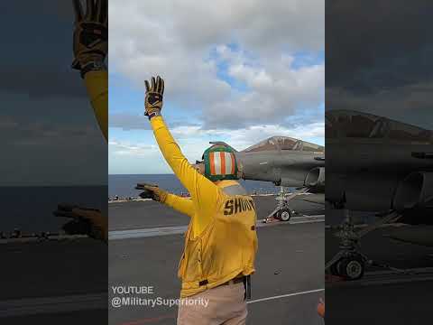 French Fighter & US Aircraft Carrier Joint Operations #Shorts