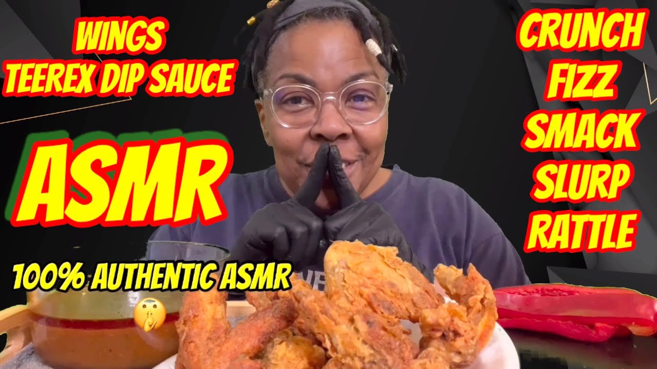Authentic ASMR: Multi- Sounds Wings & TeeRex Dip Sauce - YouTube