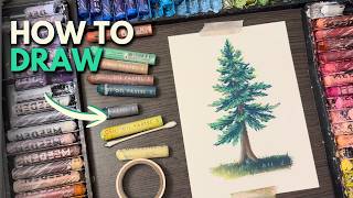 Learning how to draw a tree with oil pastels (Beginner tutorial)