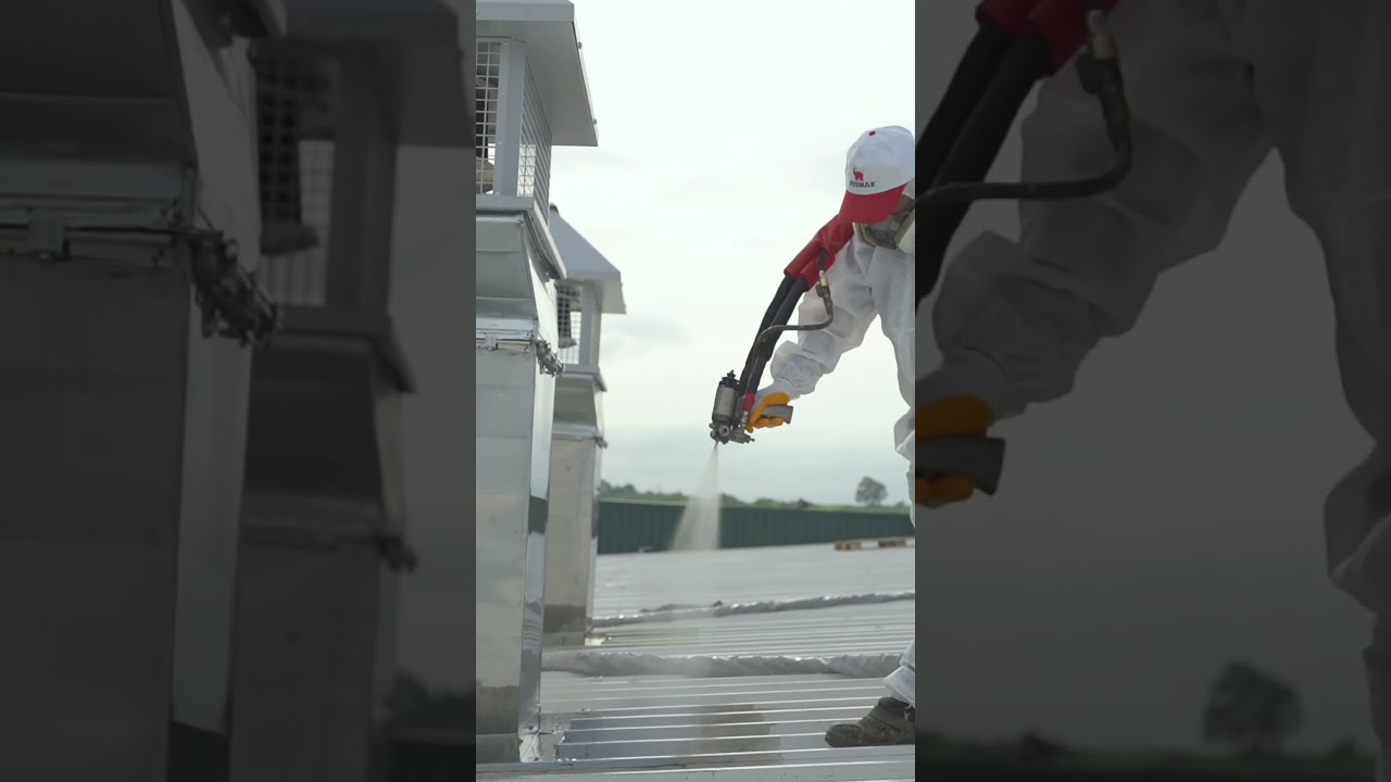 Polyurea spray waterproofing application with Pusmak Polyurea Spray Machine🏡