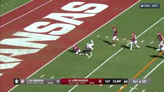 Arkansas picks off Alabama in the red zone on opening drive