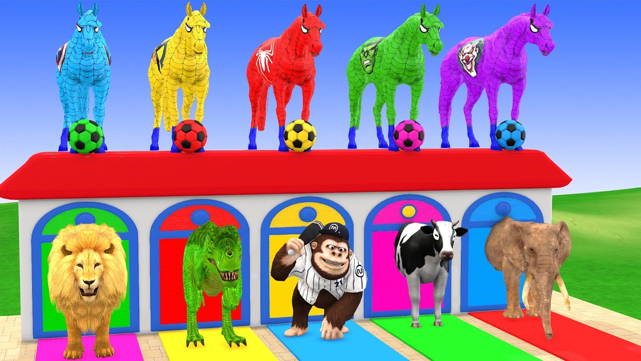 ong Slide Game with Cow Elephant Gorilla Hippopotamus Tiger 3d Animal Game Funny 3d Animals