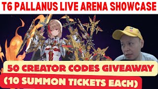 50 Creator Codes Giveaway !! Seven Knights Rebirth Pallanus T6 Arena Showcase (Livestream)
