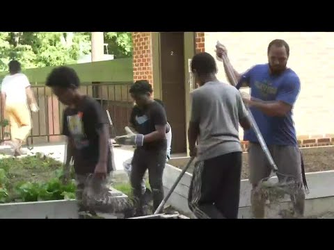 IRON students help beautify Walker Upper Elementary School