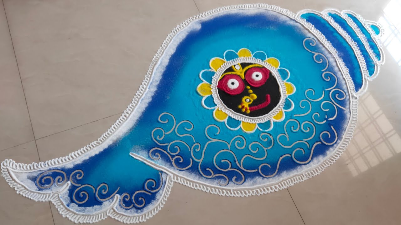 Lord Jagannath Rangoli Design for Indian FestivalJagannath face