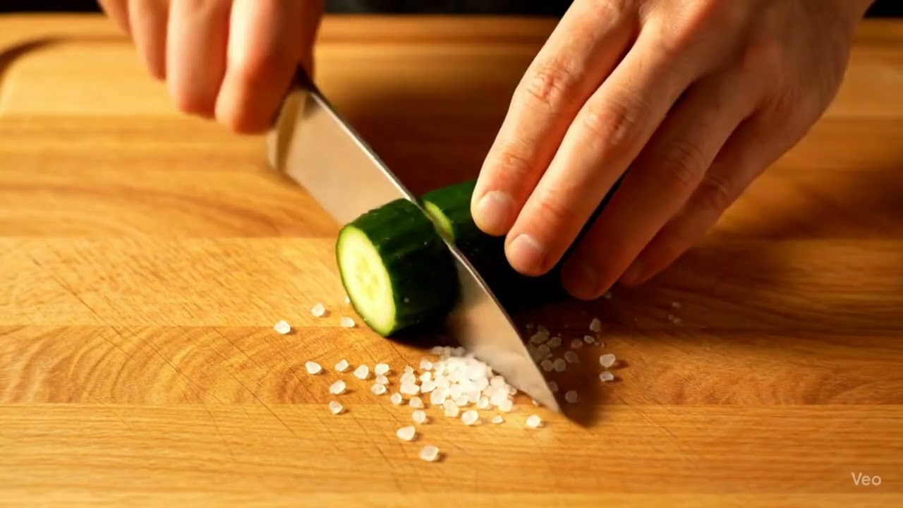 Real or AI? 🥒 Chopping Cucumber & Olive Oil Drizzle (Cooking ASMR)