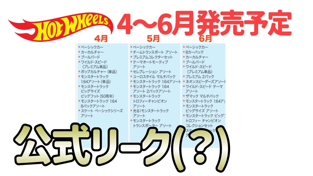 ホットウィール4〜6月発売予定！公式リーク(？) - YouTube