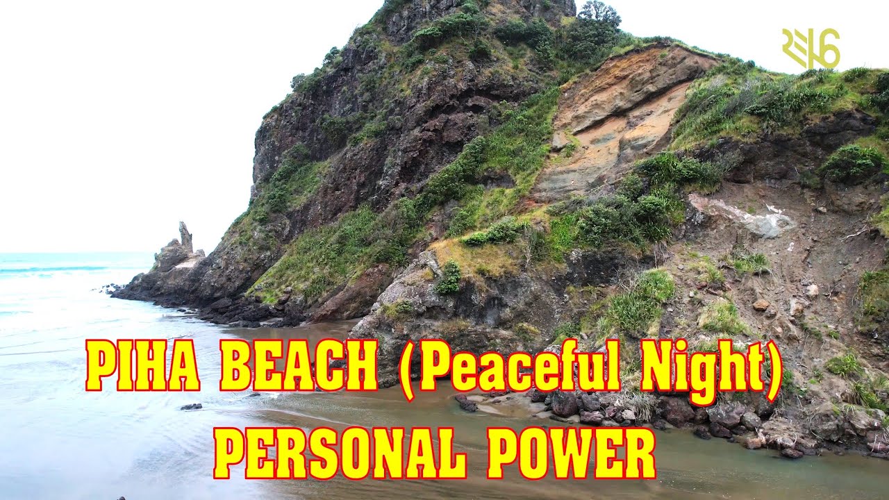 Tranquil Piha Beach (New Zealand) Scenes with Healing and soothing Music (Peaceful night)🌅