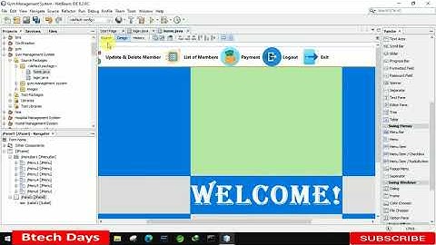 2. Gym Management System in java - Home Page (JFrame, Mysql Database, Netbeans IDE)
