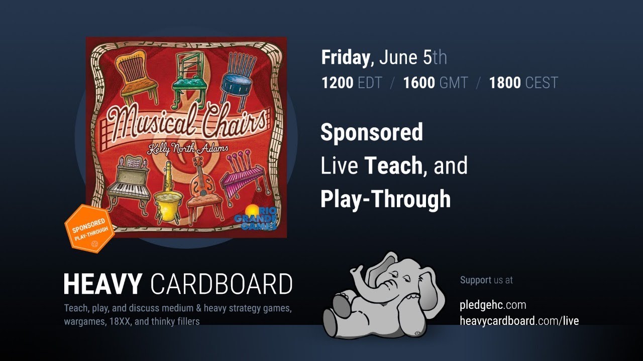 Musical Chairs 2p Teaching, Play-through, & Round table by Heavy Cardboard