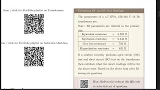 Estimating OC and SC Test Results given the parameters of Transformer