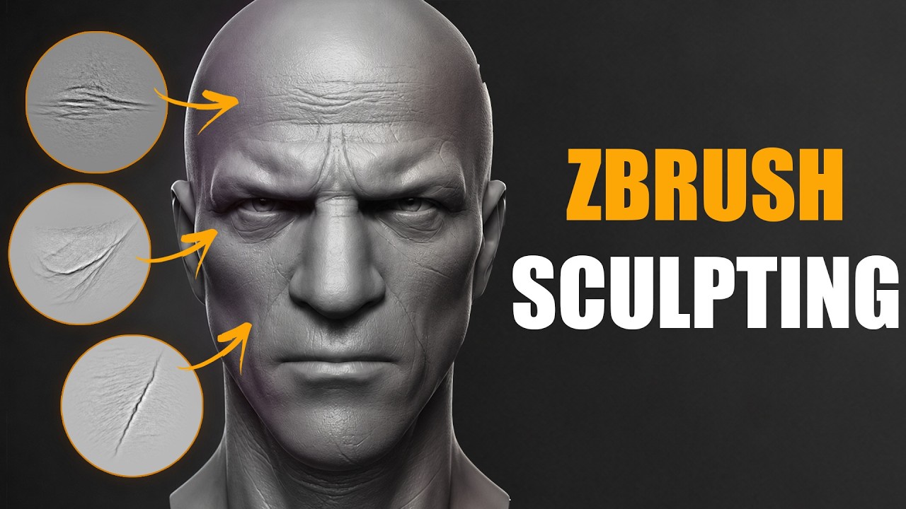 Sculpting Face Skin Details in ZBrush (Wrinkles, Pores) - YouTube