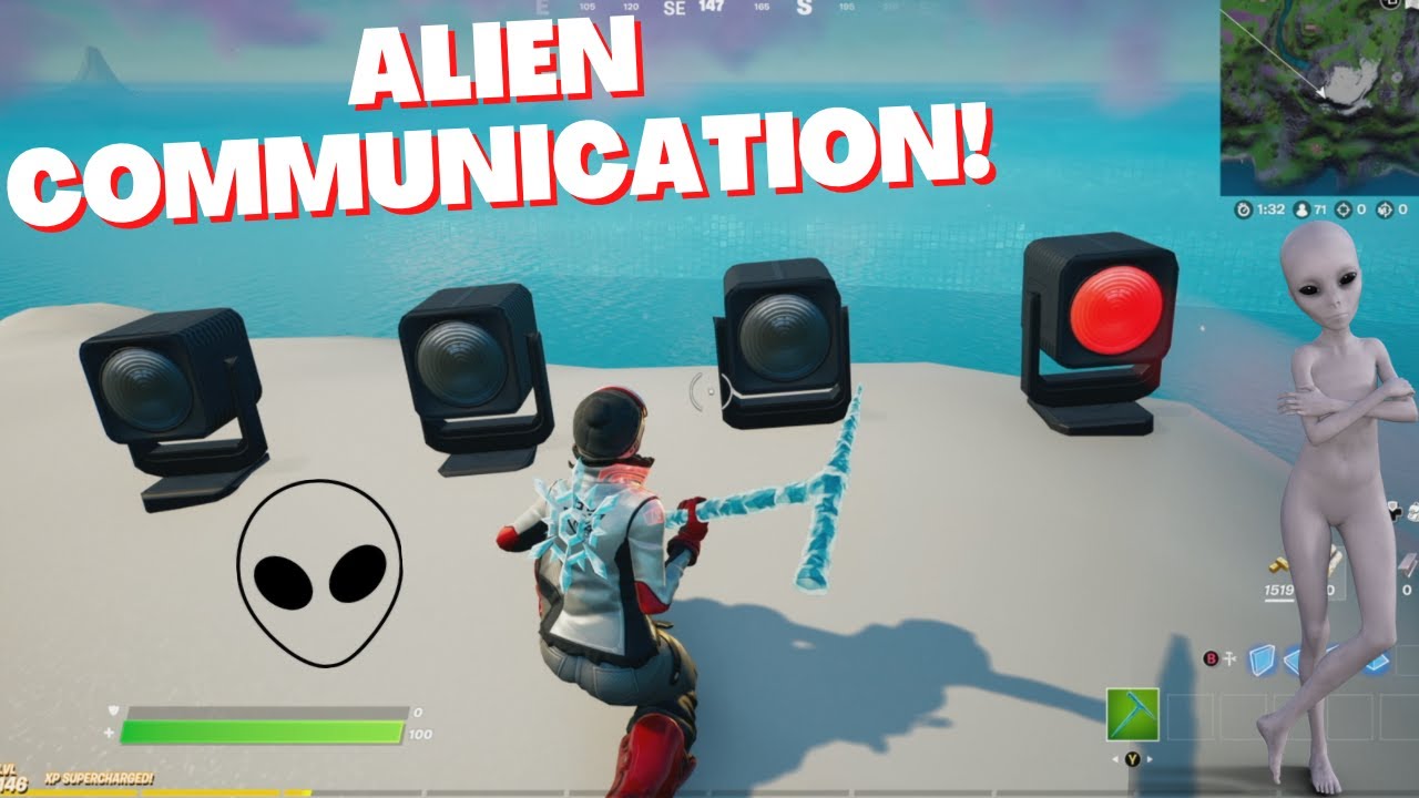 Place alien light communication device on mountain tops - FN Challenge Guide!